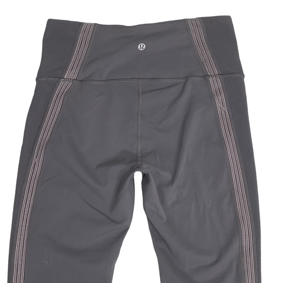 Lululemon Leggings 8 Power Lines Pant 28" Titanium Dark Chrome Gray Mesh Detail - Picture 6 of 11